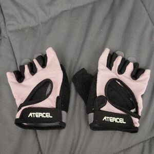 Pink and Black Women's Fingerless Gloves